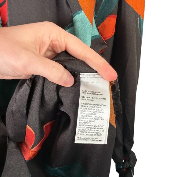 Chicos Abstract Floral Print Button Front Blouse Career Office Women 2.5 US L 14 - Picture 5 of 7
